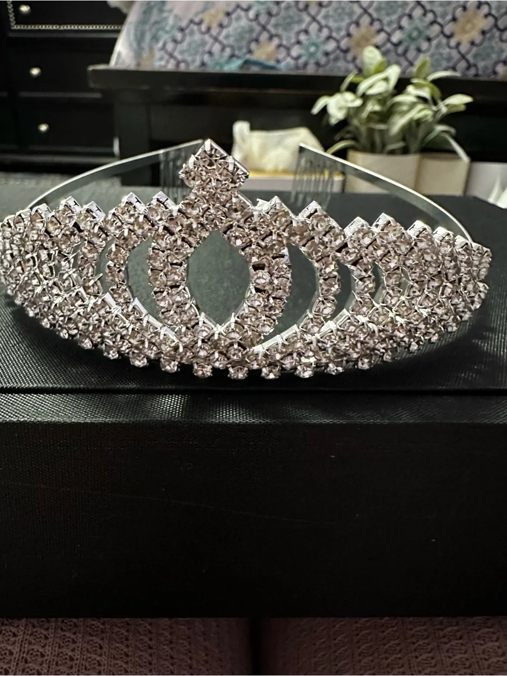 Crystal Rhinestone Tiara Headband - Silver